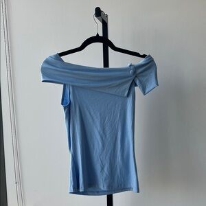 Elegant Off-Shoulder Blue Women's Top